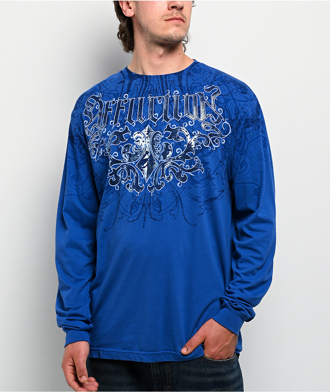 Affliction Artifact Dark Blue Long Sleeve T-Shirt