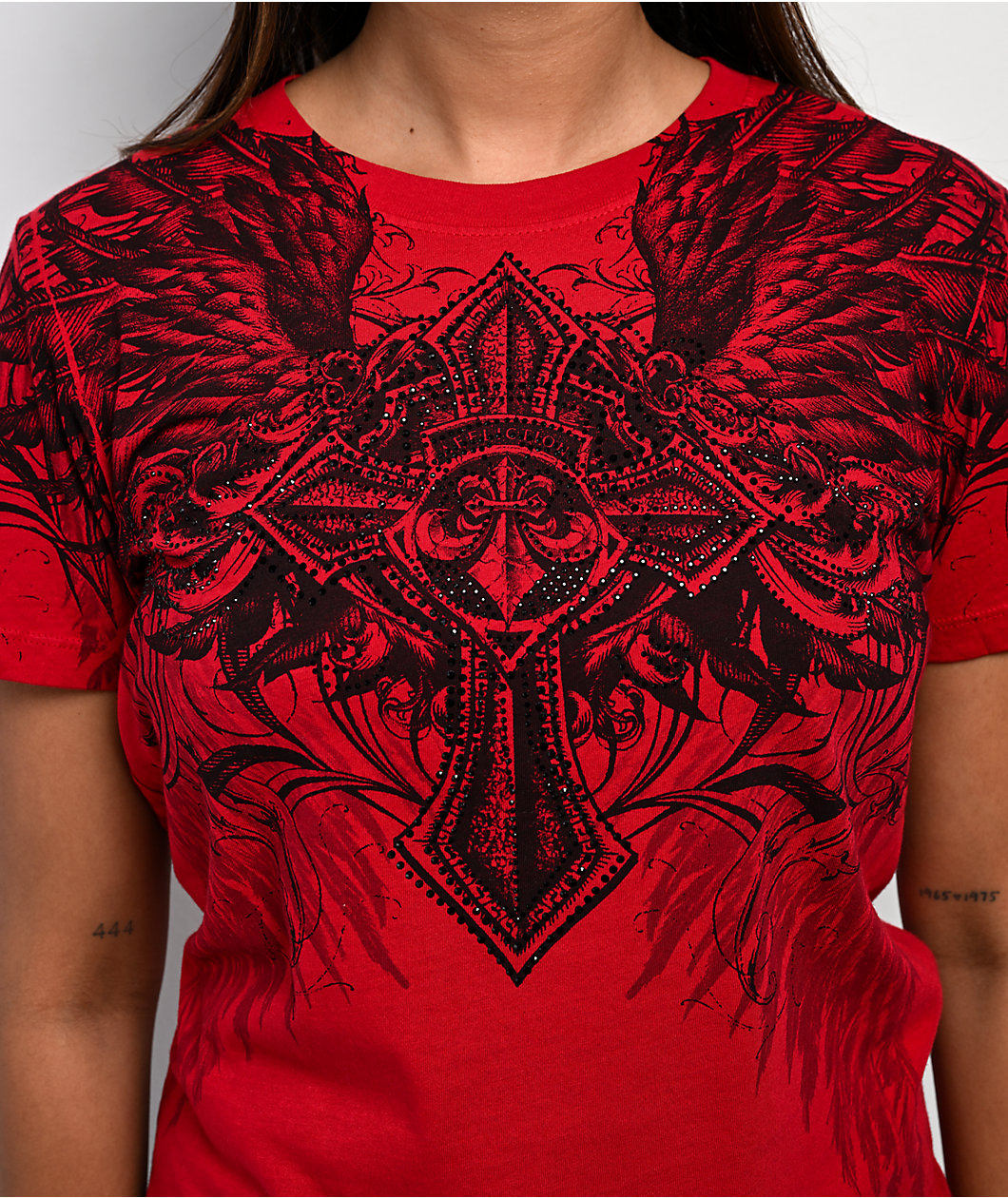 Affliction Ayala Rhinestone Red T-Shirt