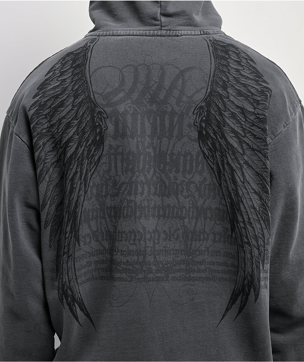 Affliction Birds Of Prey Grey Wash Hoodie