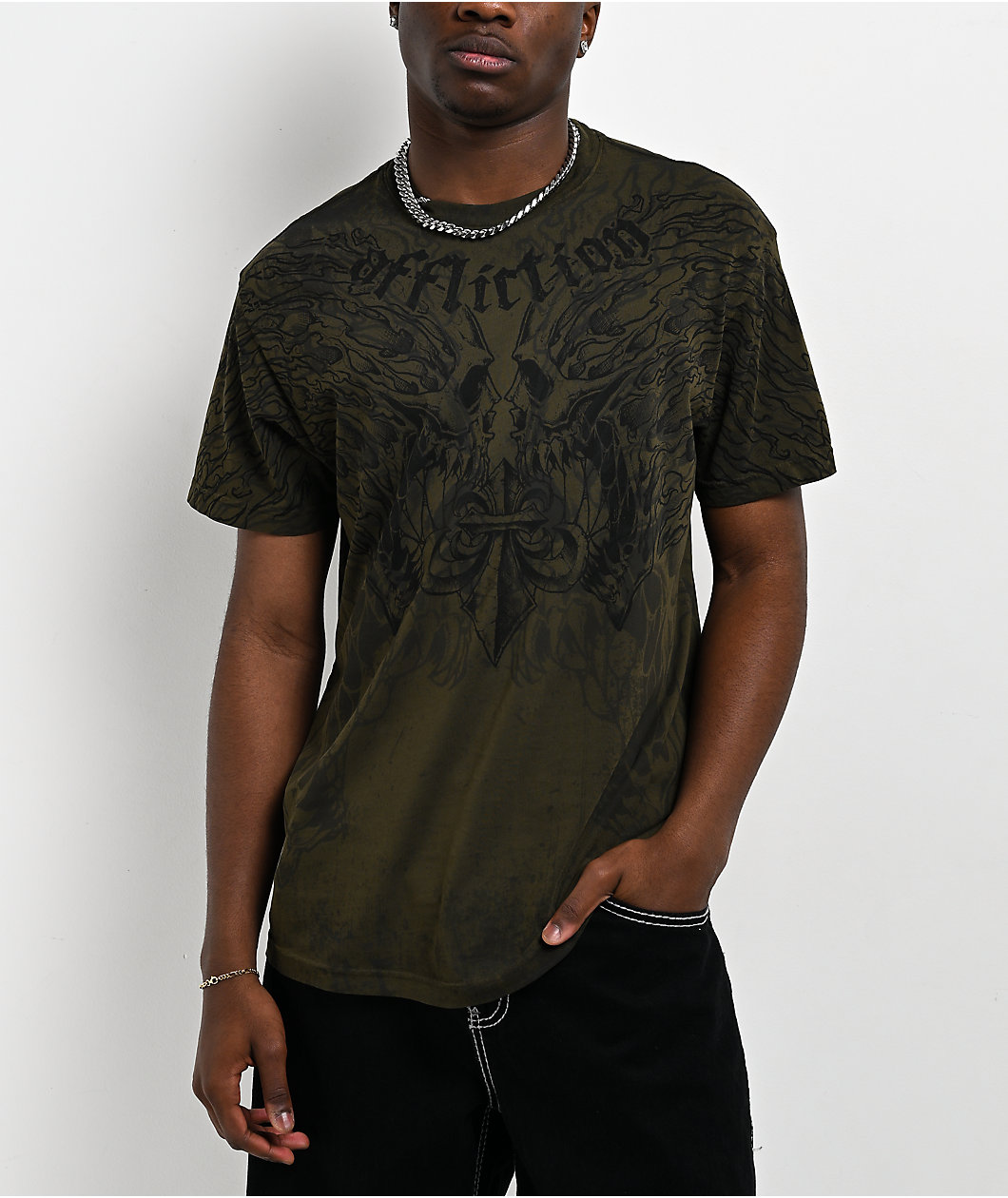 Affliction Burn Green T-Shirt