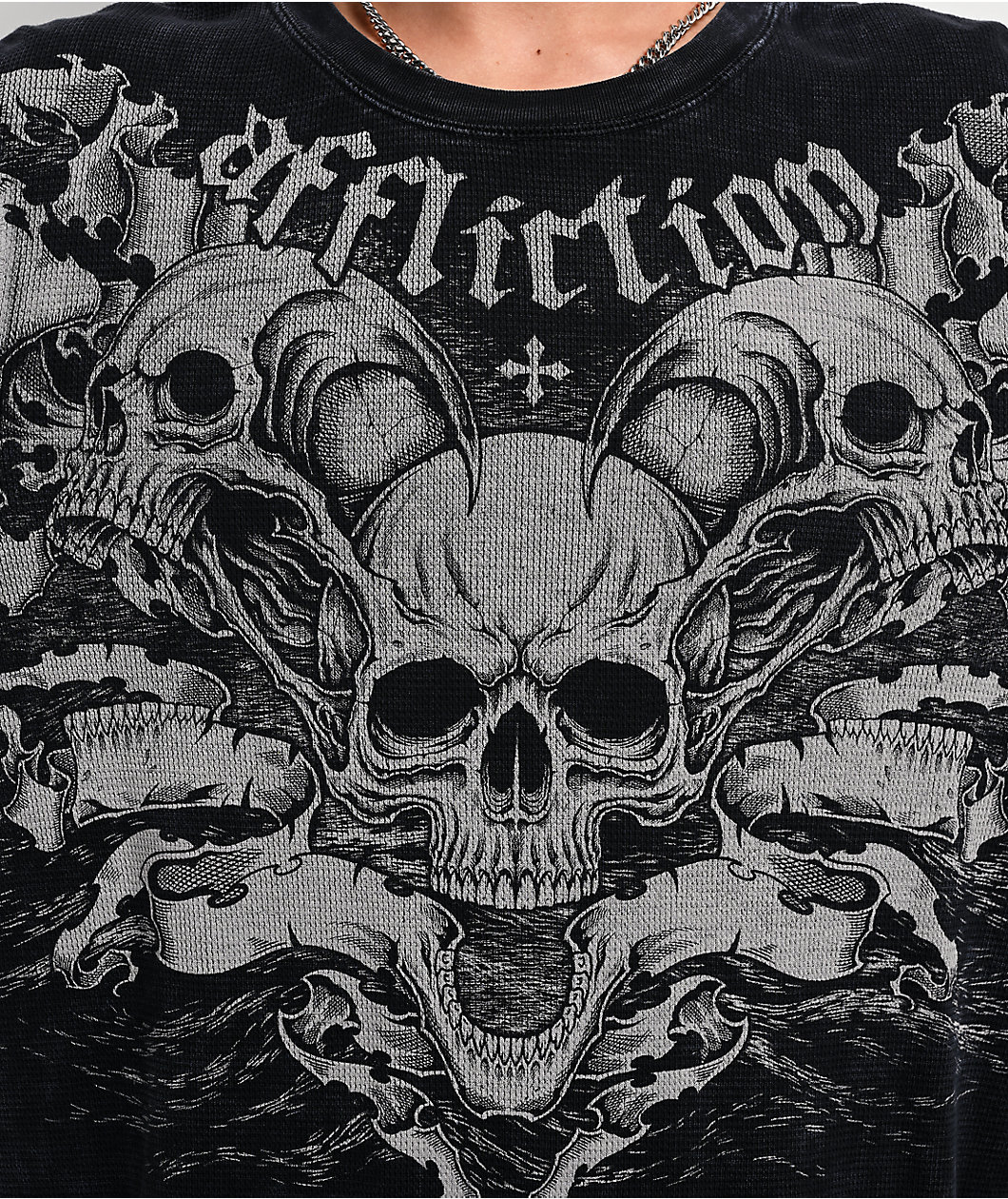 Affliction Catastrophe Black Wash Thermal Long Sleeve T-Shirt