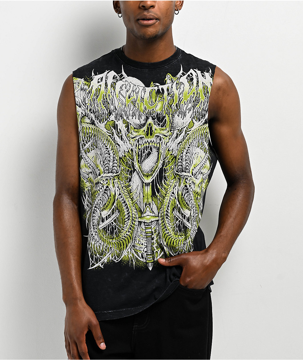 Affliction Caustic Abyss Black Lava Wash Tank Top