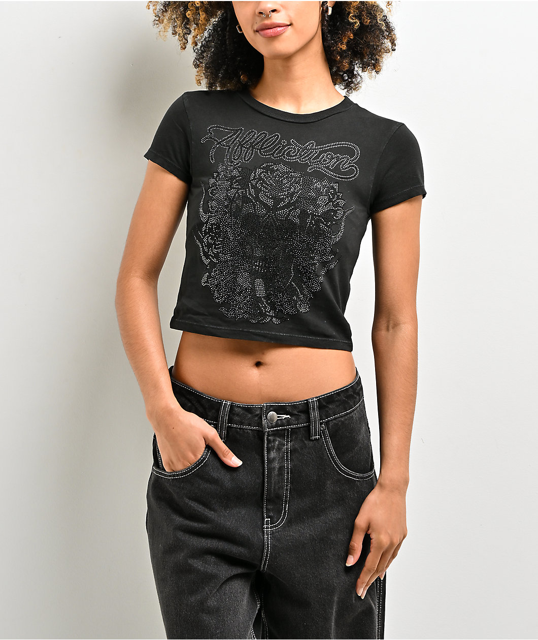 Affliction Club Chapter Black Wash Crop T-Shirt