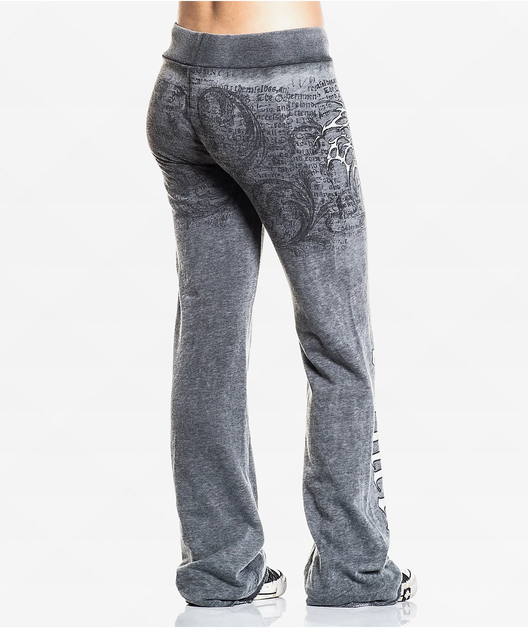 Affliction Collapse Black Wash Wide Leg Sweatpants