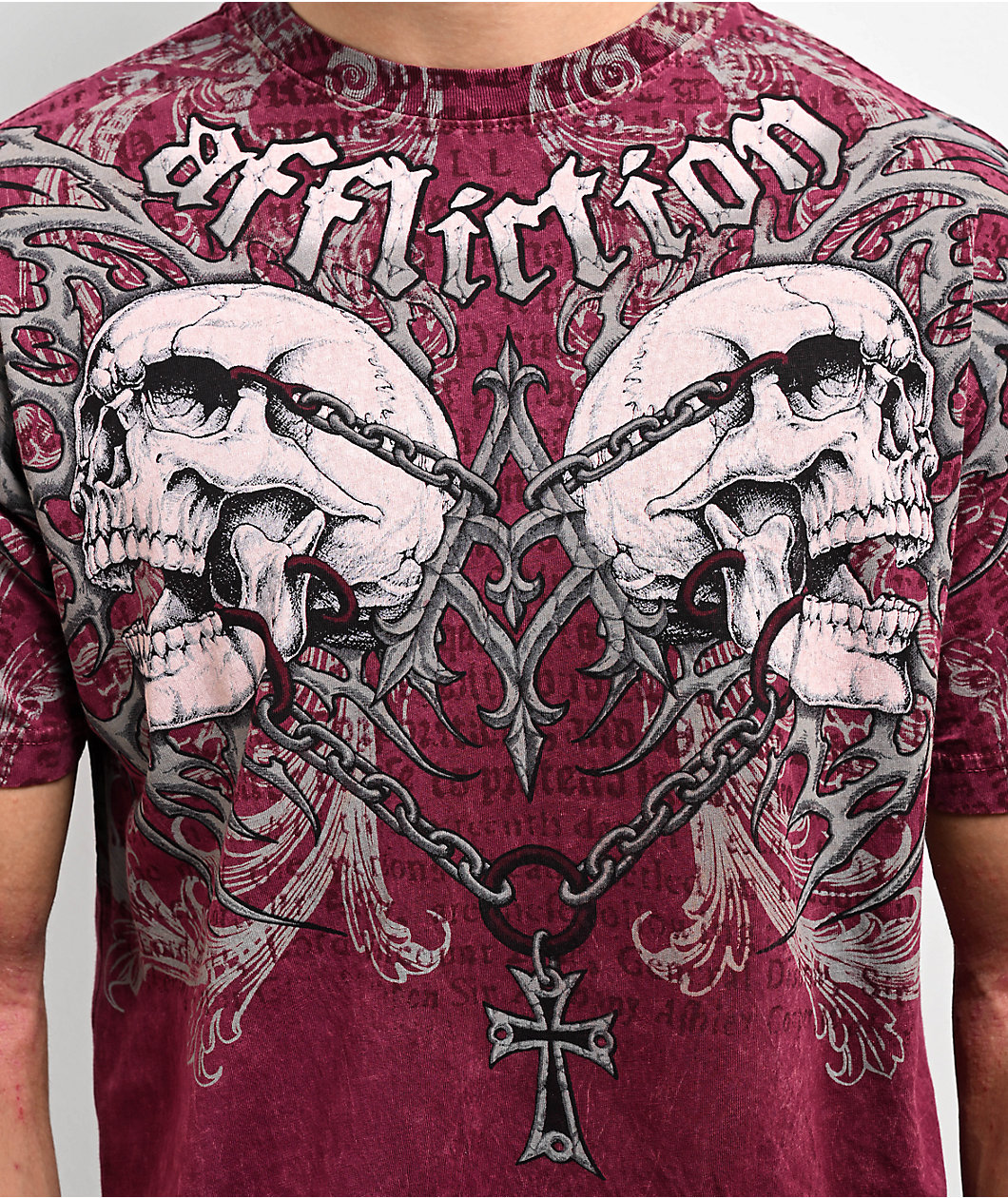 Affliction Collapse Burgundy T-Shirt