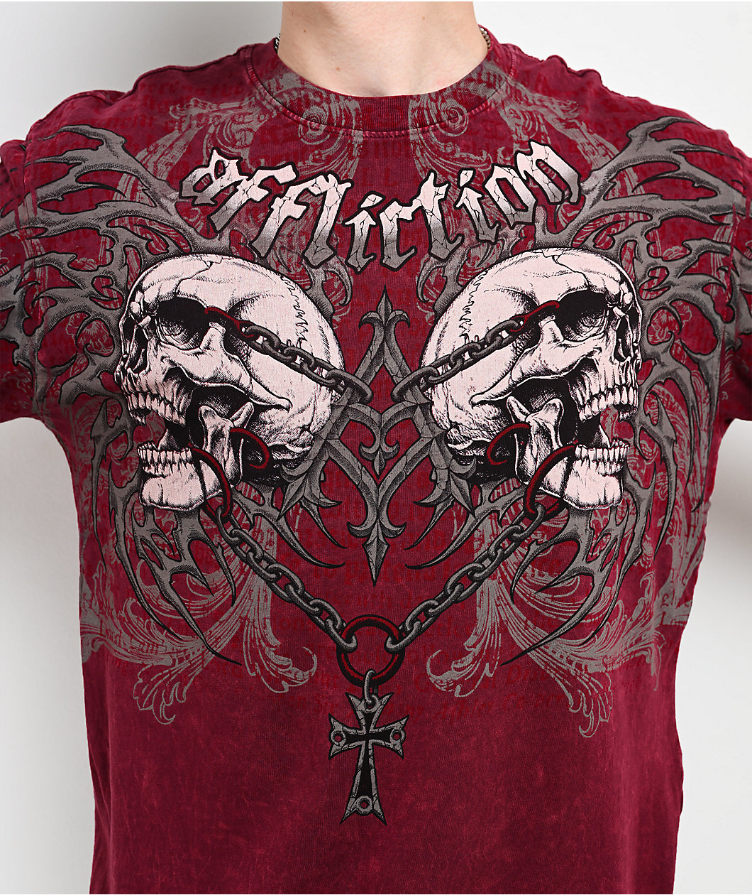 Affliction Collapse Last Red Wash Long Sleeve T-Shirt