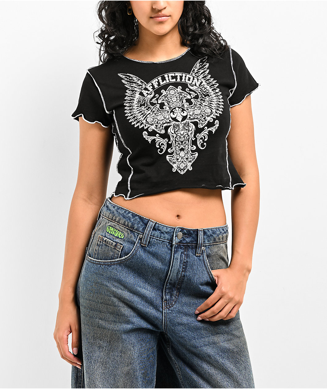 Affliction Congregation Black Crop T-Shirt