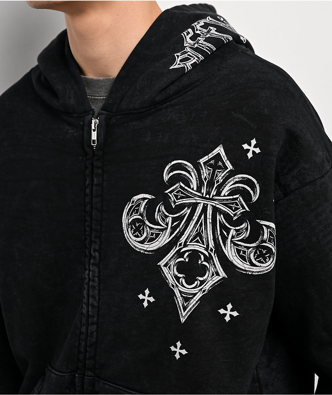Affliction Courage Black Wash Zip Hoodie