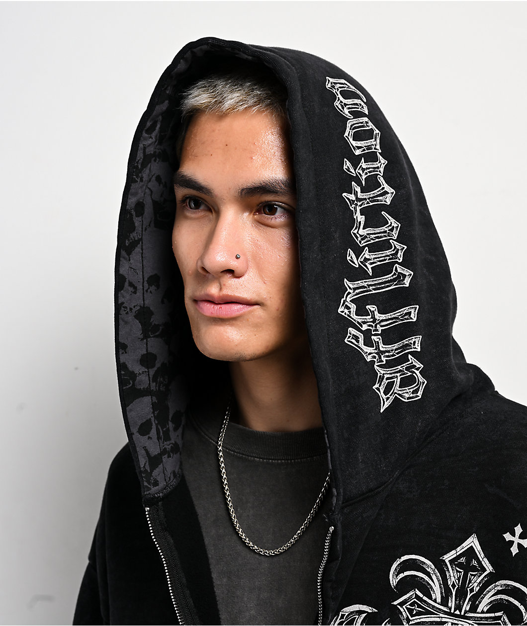 Affliction Courage Black Wash Zip Hoodie