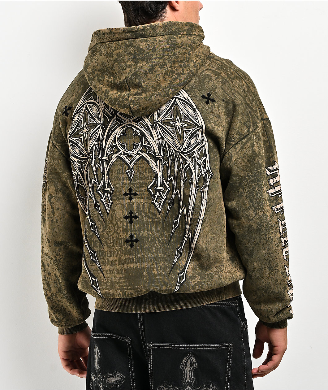 Affliction Courage Faux Fur Green Zip Hoodie