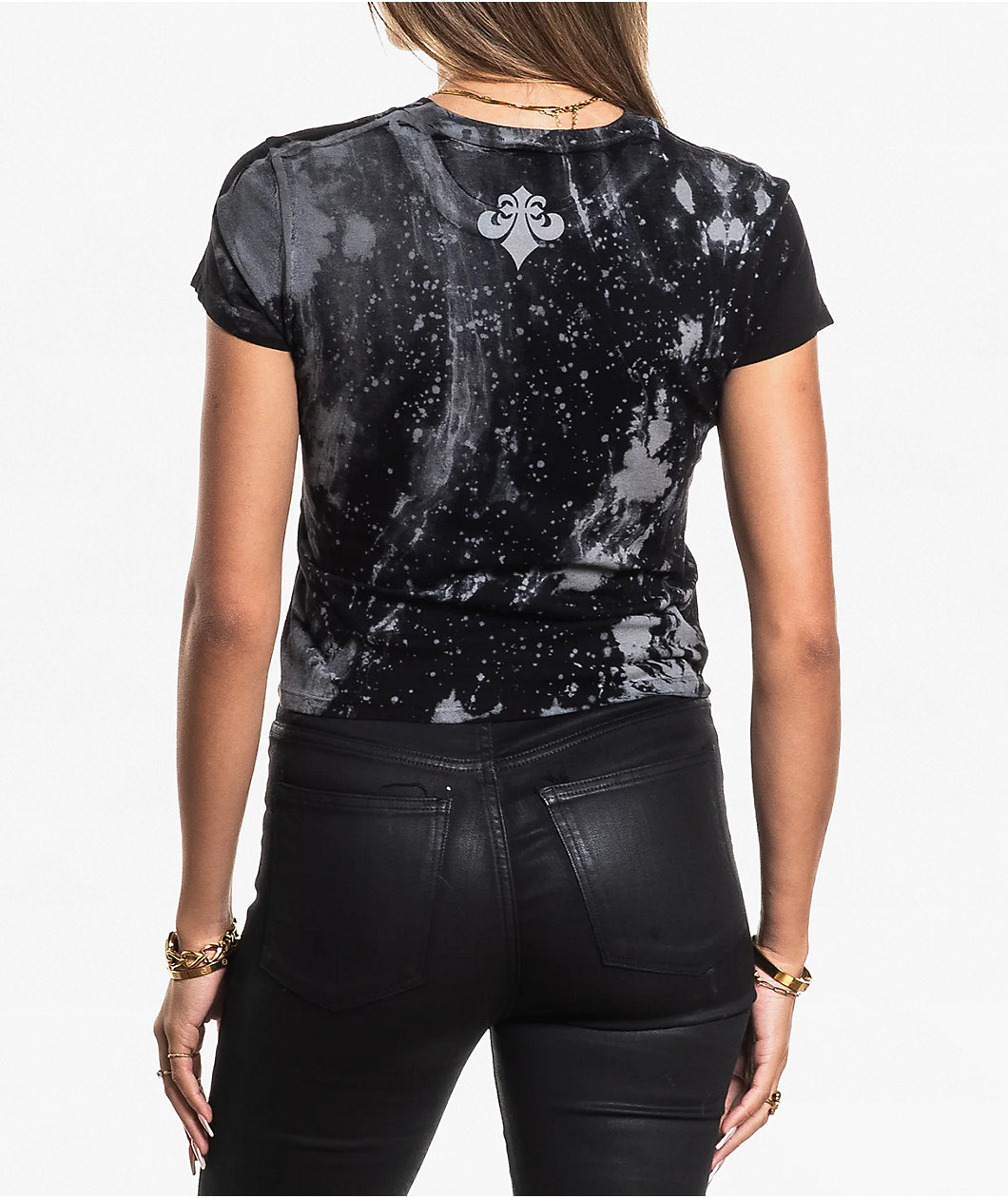 Affliction Crimson Temple Tie Dye Black Crop T-Shirt