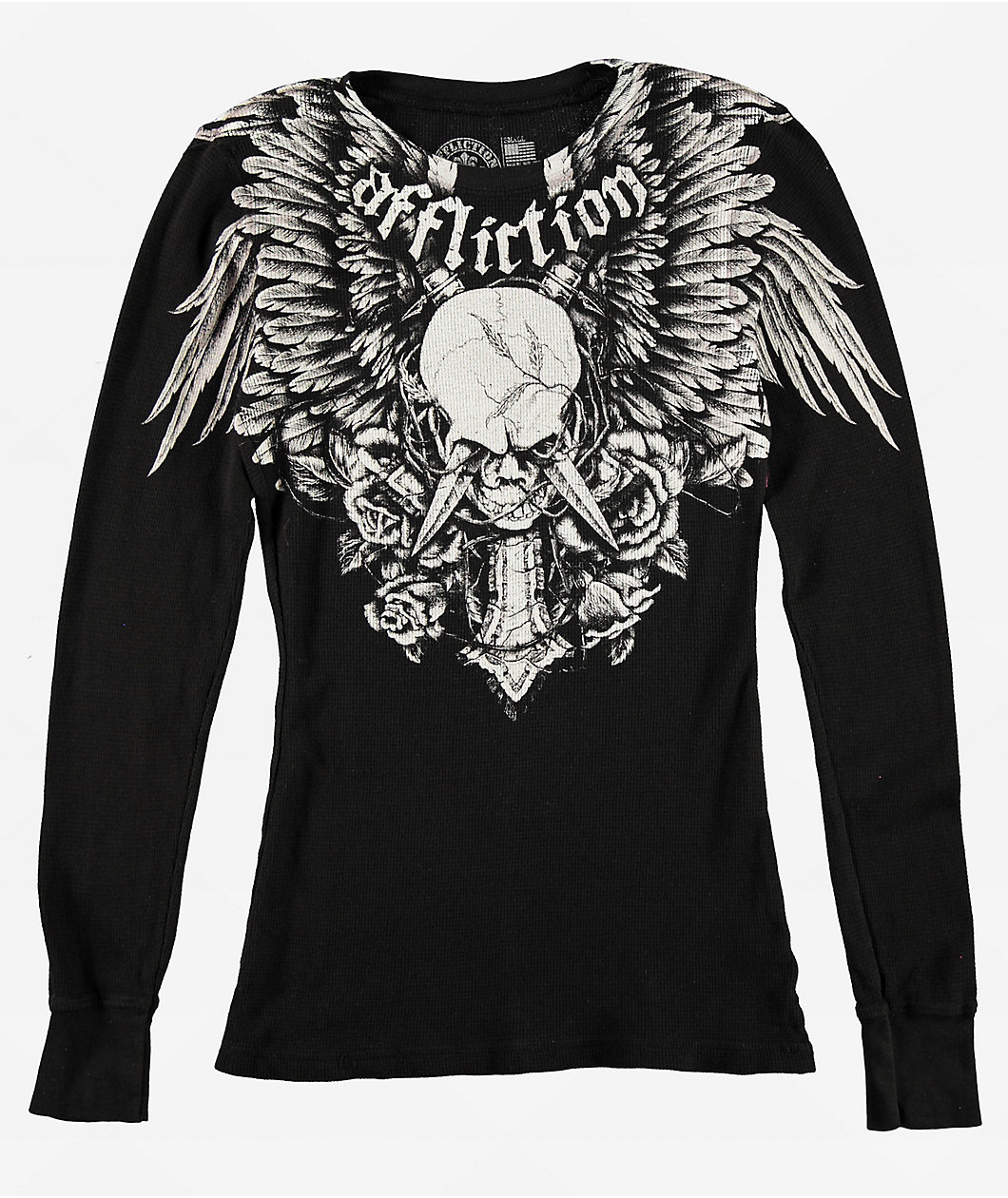 Affliction Crossed Over Black Lava Thermal Long Sleeve T-Shirt