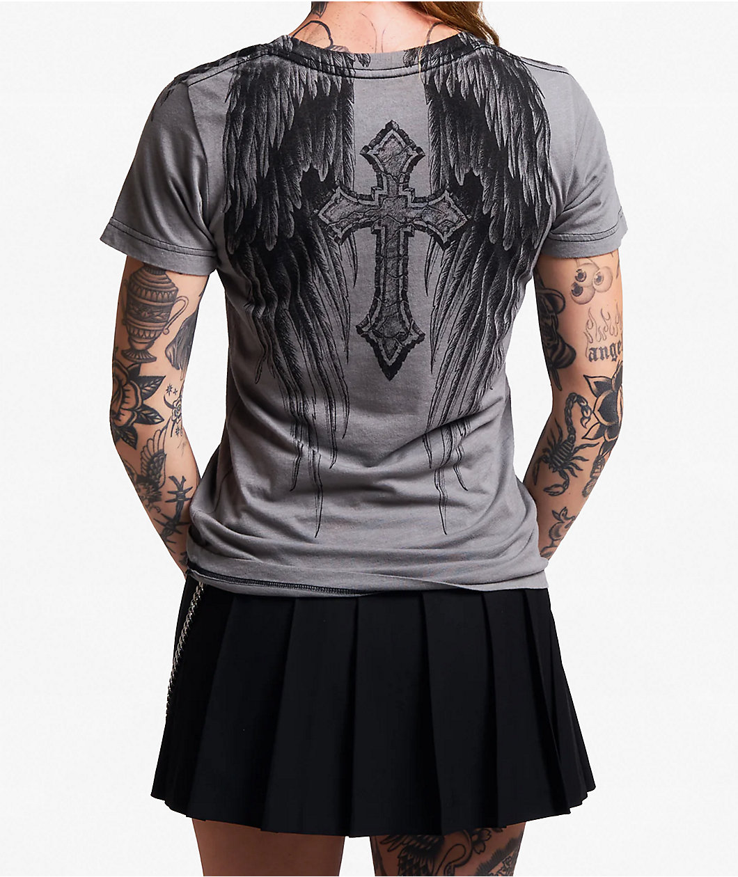 Affliction Crossed Over Grey T-Shirt