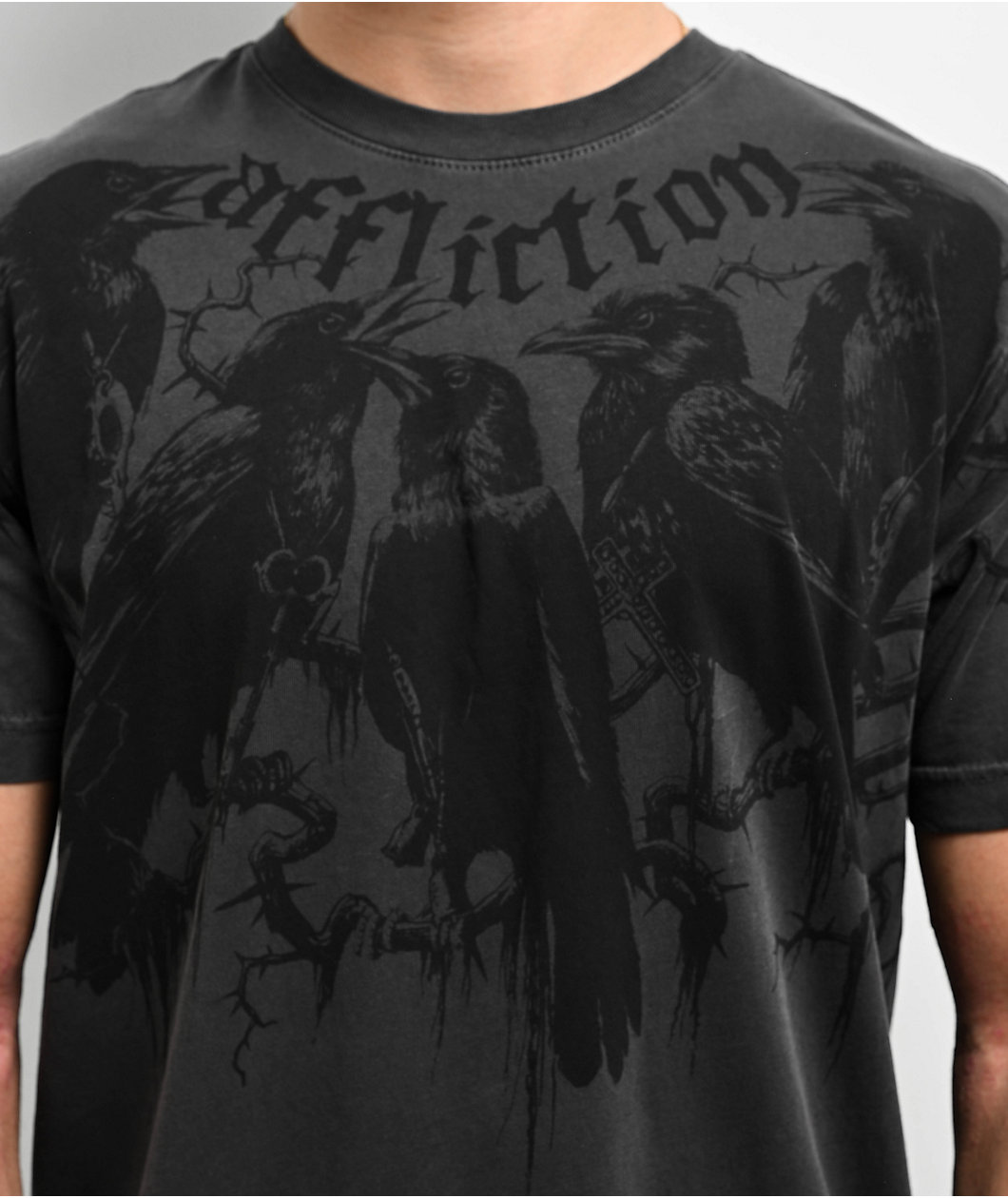 Affliction Crows Charcoal T-Shirt