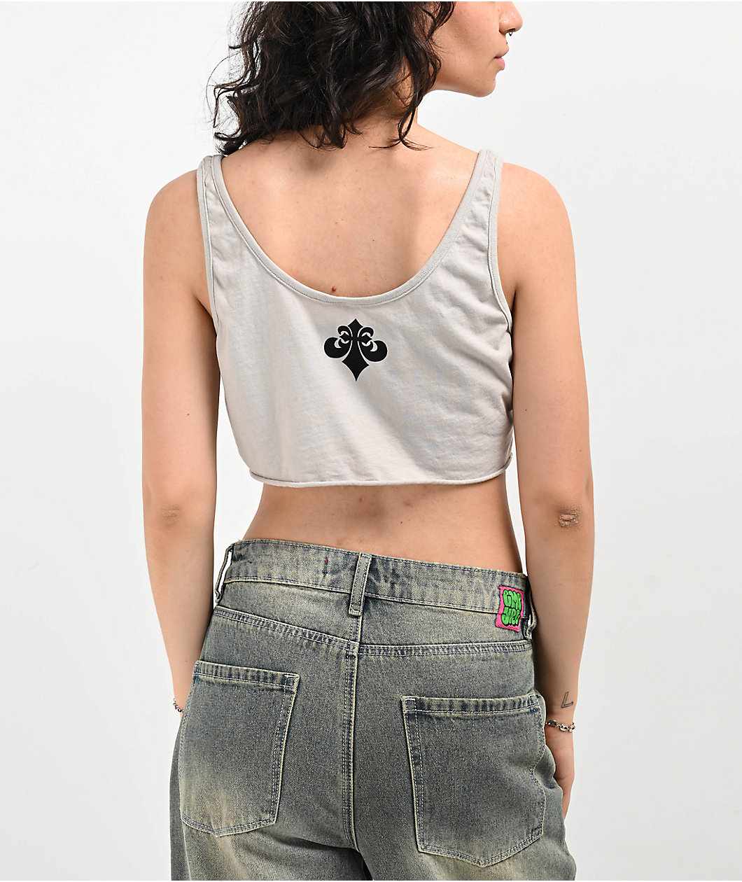 Affliction Crows Grey Cami Crop T-Shirt