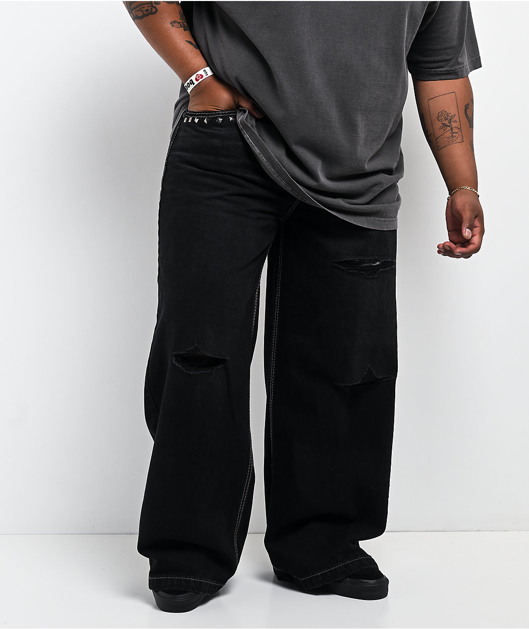 Affliction Cursed Loti Black Wash Wide Leg Jeans
