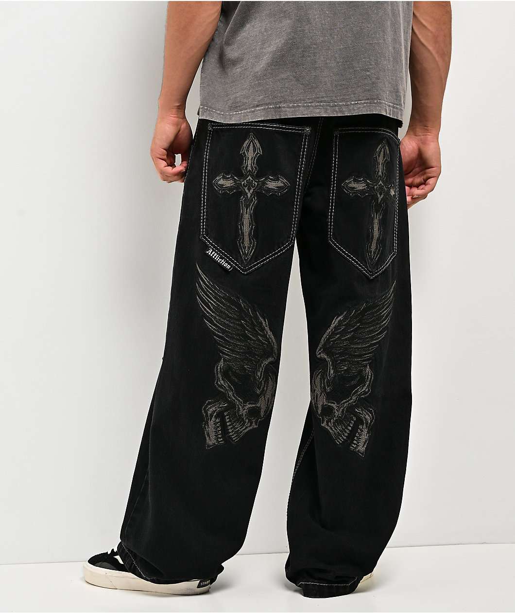 Affliction Cursed Loti Black Wash Wide Leg Jeans