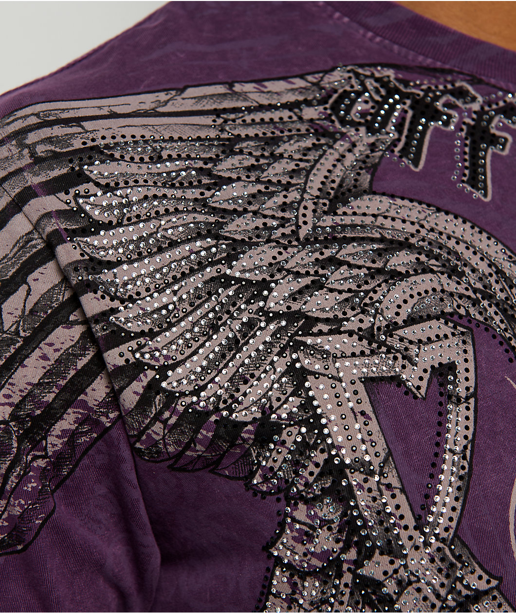 Affliction Dark Attack Purple Rhinestone T-Shirt