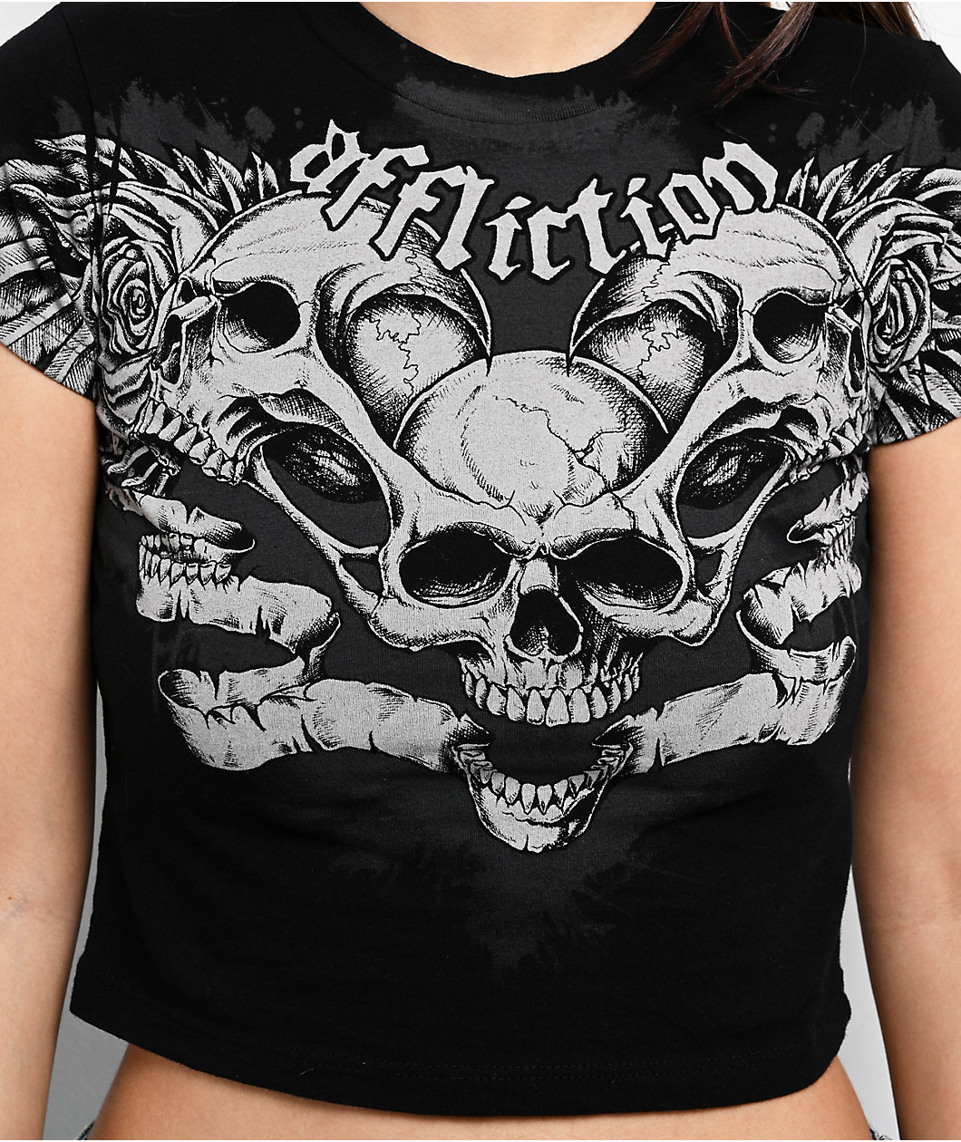 Affliction Dark Omen Black Crop T-Shirt