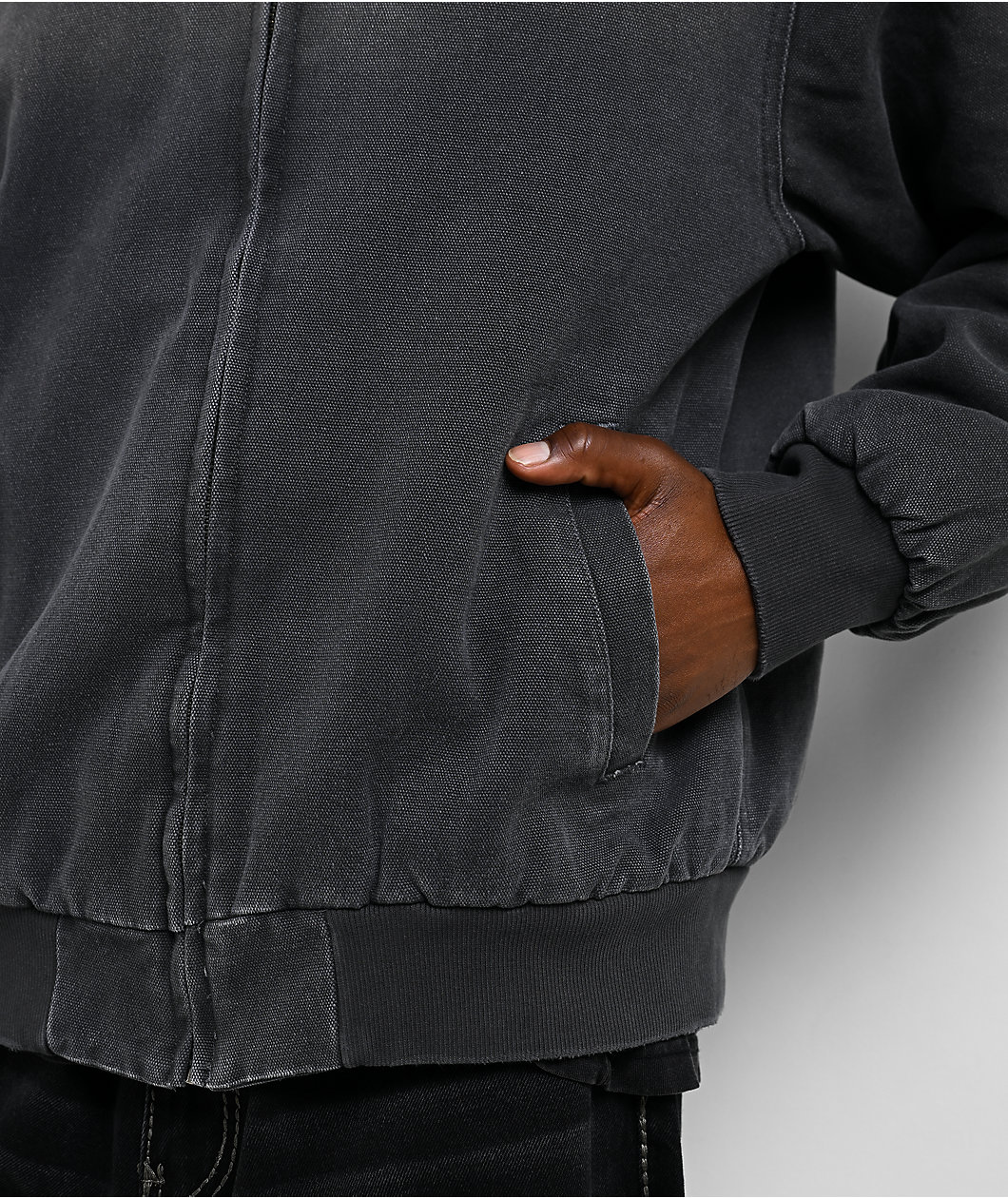 Affliction Dark Wings Charcoal Hooded Canvas Zip Jacket