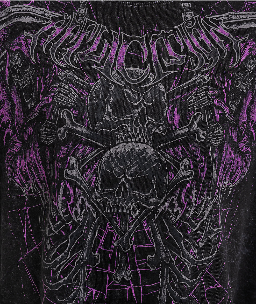 Affliction Darkness Falls Black Wash 2Fer Long Sleeve Crop T-Shirt