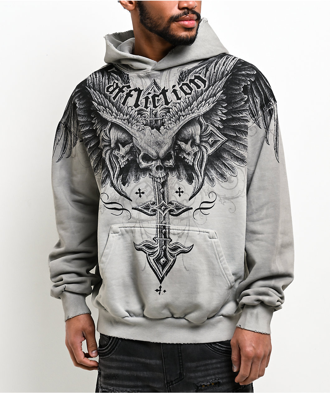 Affliction Death Eyes Grey Hoodie