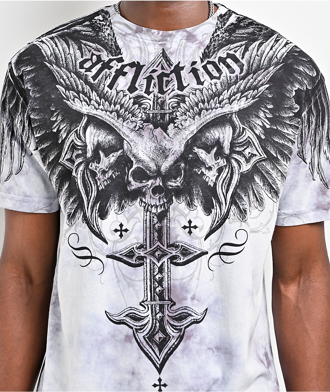 Affliction Death Eyes Grey Tie Dye T-Shirt