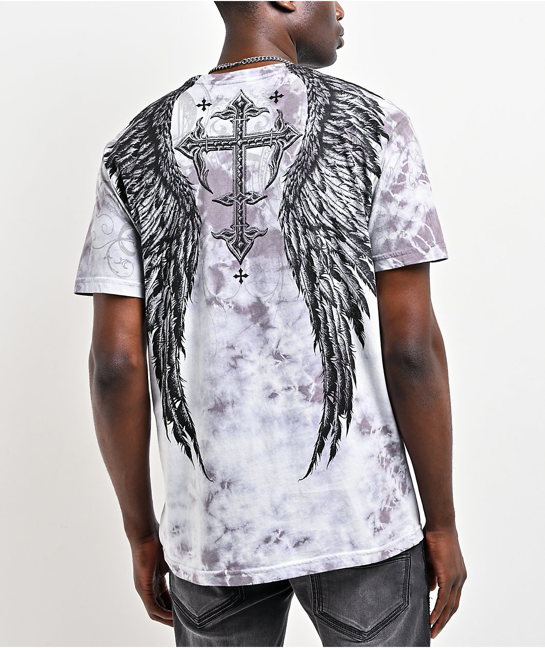 Affliction Death Eyes Grey Tie Dye T-Shirt
