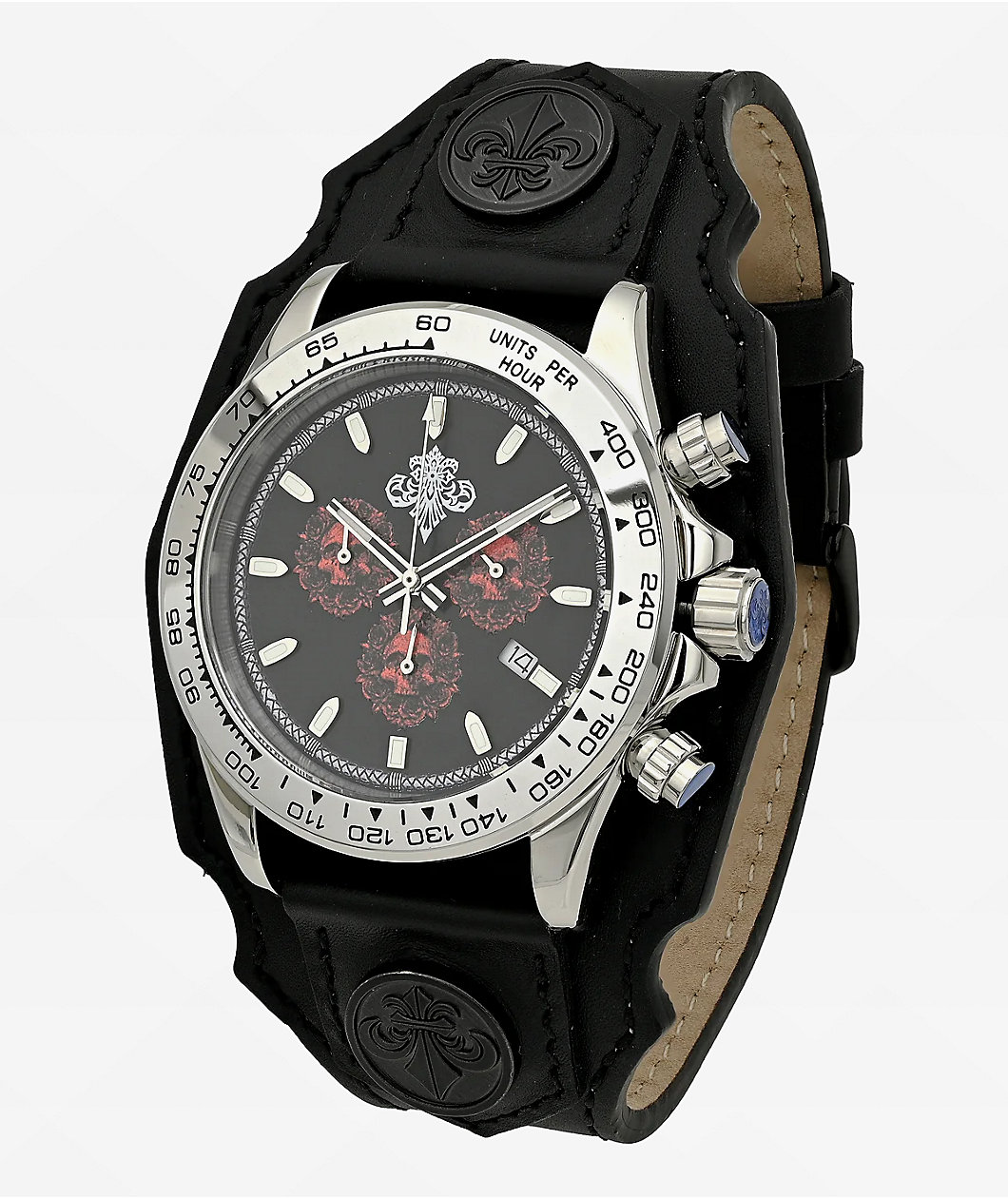 Affliction Death Hat Black & Red Analog Watch