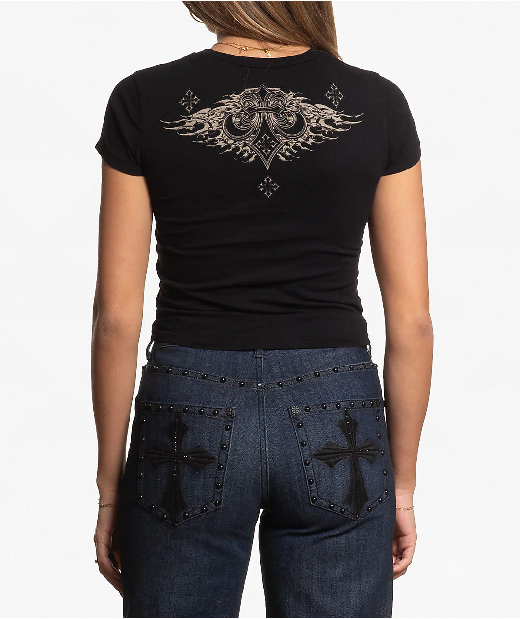 Affliction Death Slayer Black Crop T-Shirt