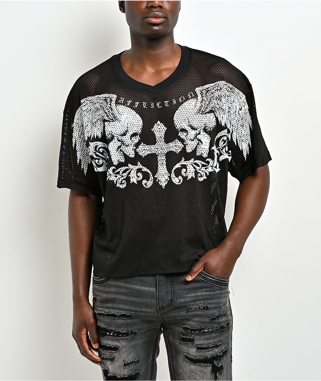 Affliction Death Trial Black Mesh Jersey