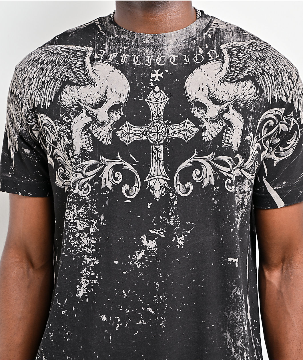 Affliction Death Trial Silver Lava Wash Reversible T-Shirt