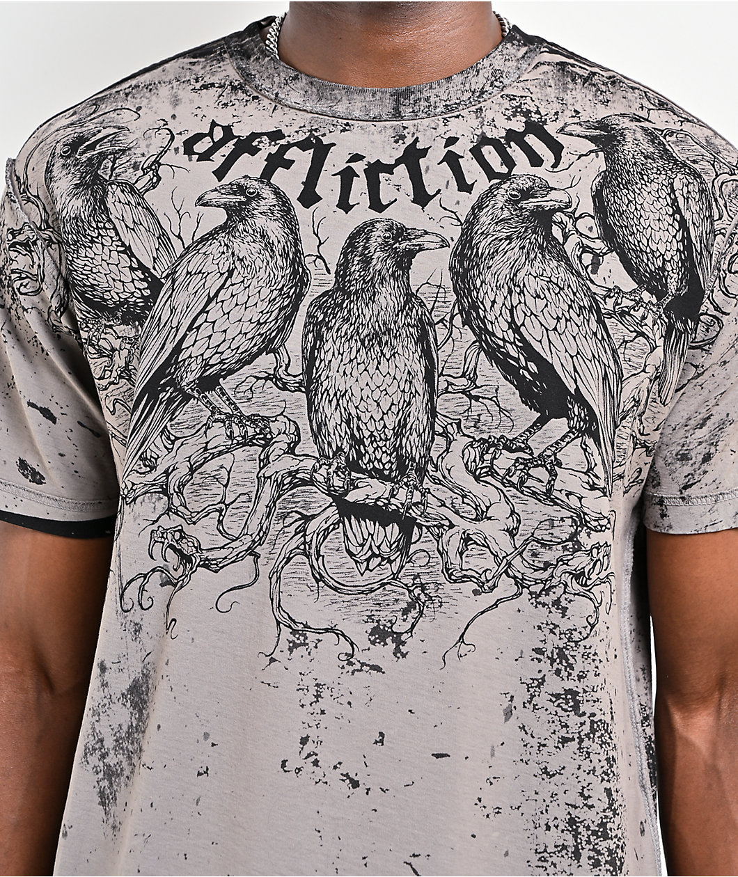 Affliction Death Trial Silver Lava Wash Reversible T-Shirt