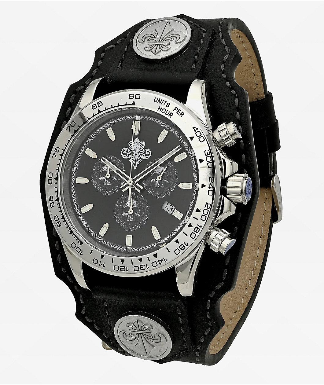 Affliction Death Wrath Steel & Black Analog Watch