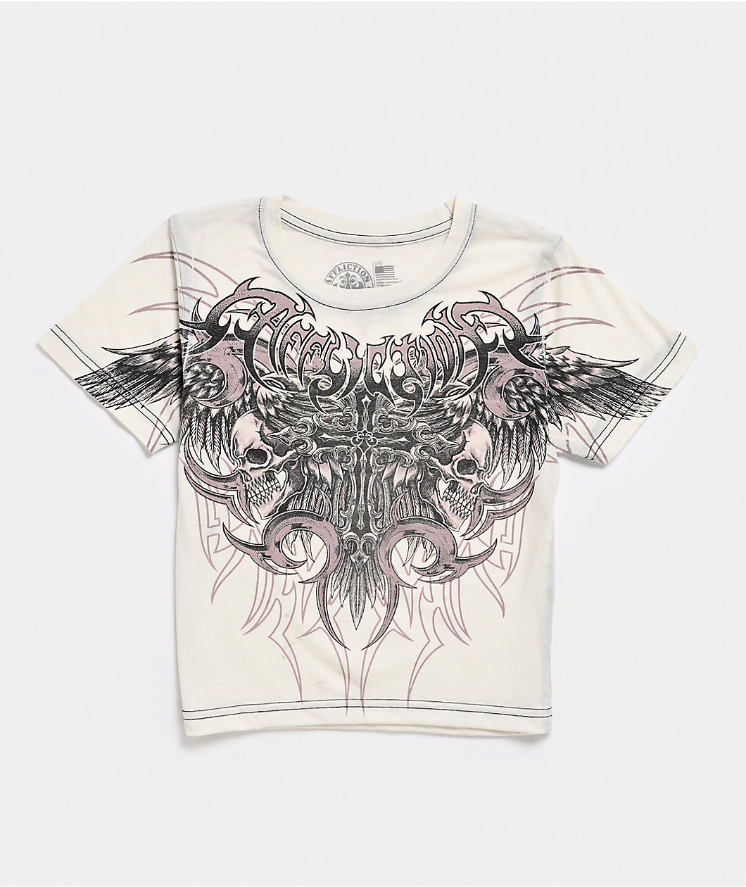 Affliction Desperate Saint White Crop T-Shirt