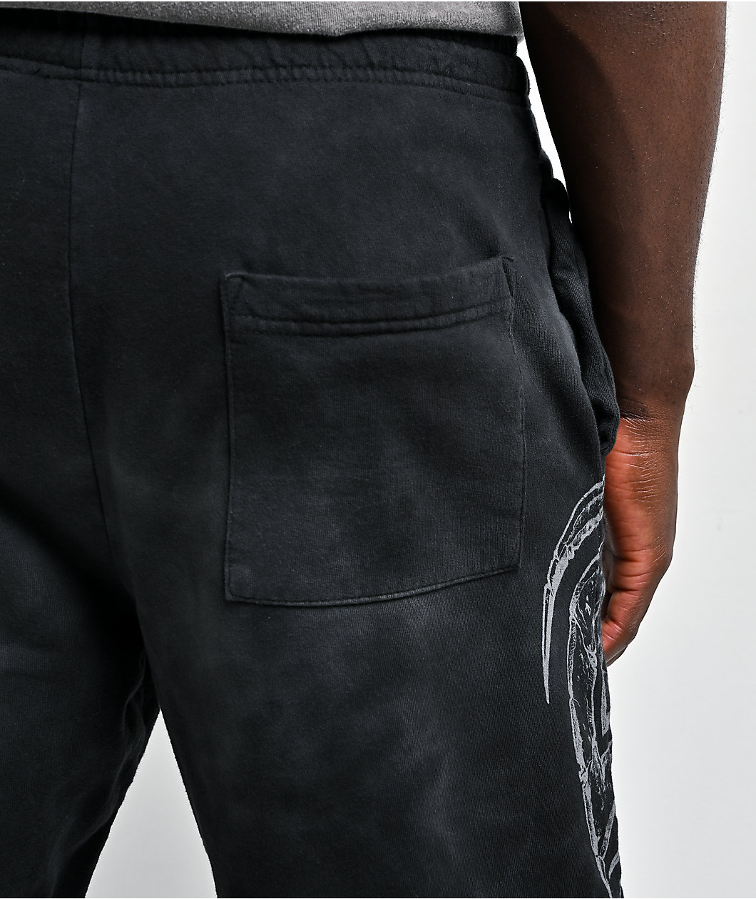 Affliction Dismay Black Wash Sweat Shorts