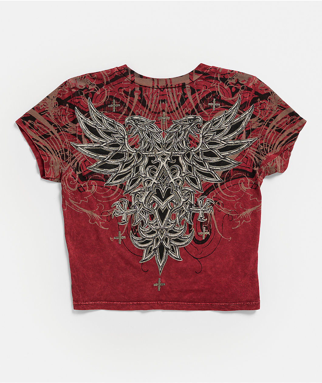 Affliction Divine Sorrow Dark Red Wash Crop T-Shirt