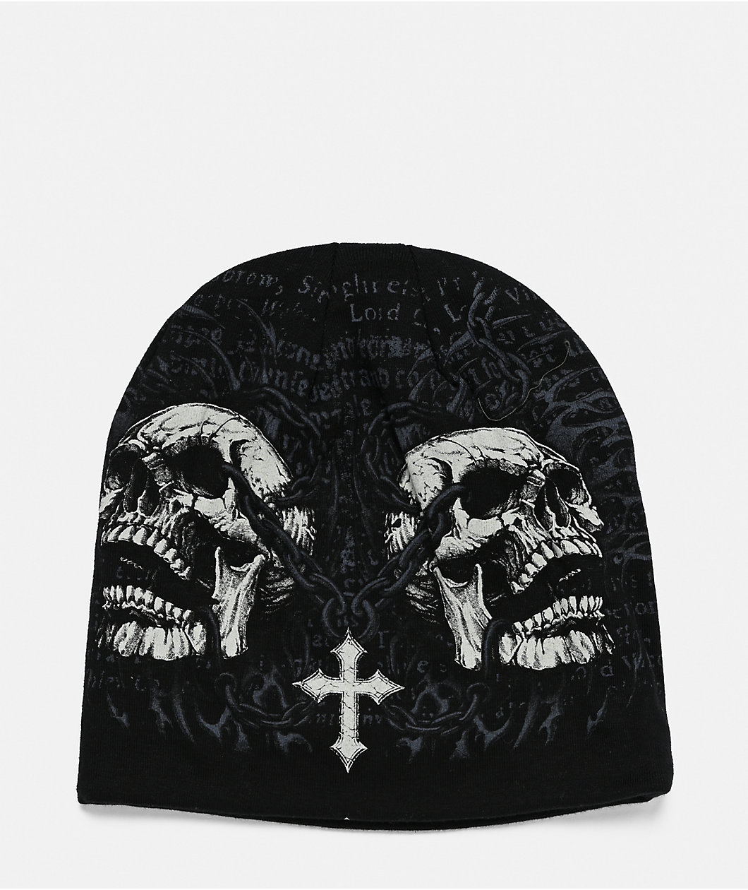 Affliction Dominion Black Reversible Skully Beanie
