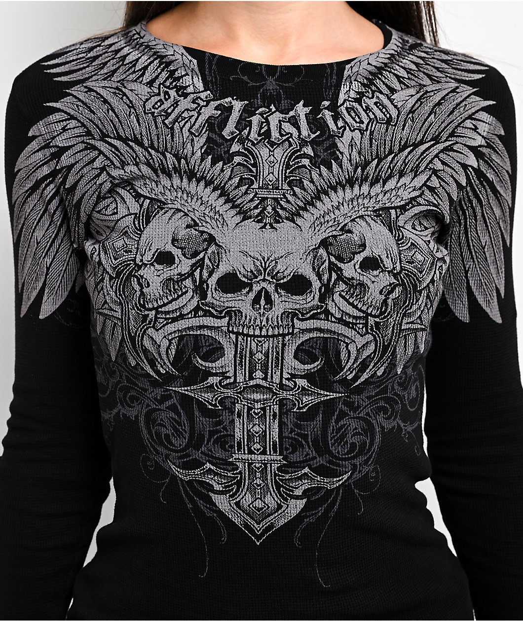Affliction Elusive Afterlife Black Thermal Long Sleeve T-Shirt