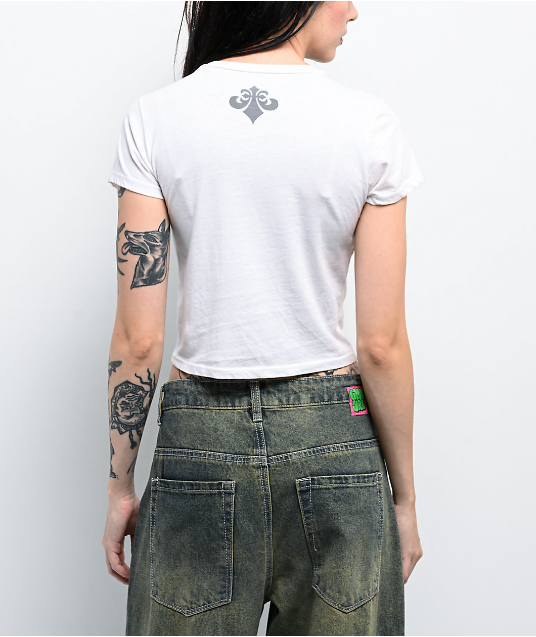 Affliction Elusive Afterlife White Crop T-Shirt