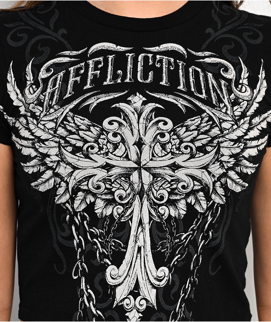Affliction Empower Black Crop T-Shirt
