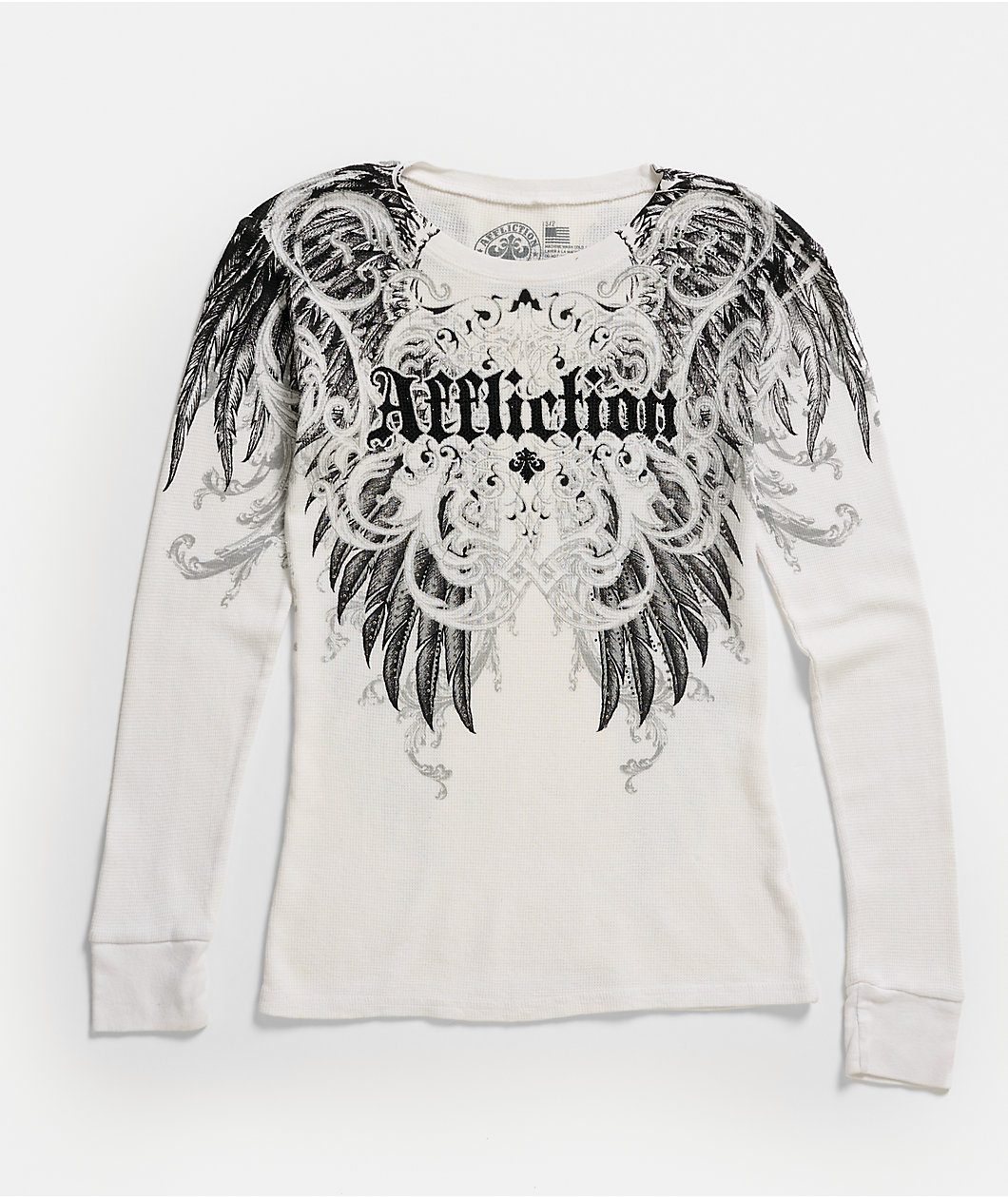 Affliction Estellerly White Thermal Long Sleeve T-Shirt