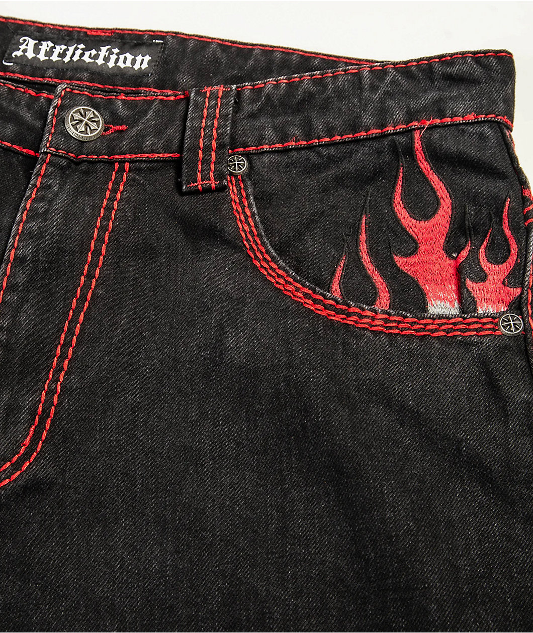 Affliction Flameful Faith Black Extra Wide Leg Jeans