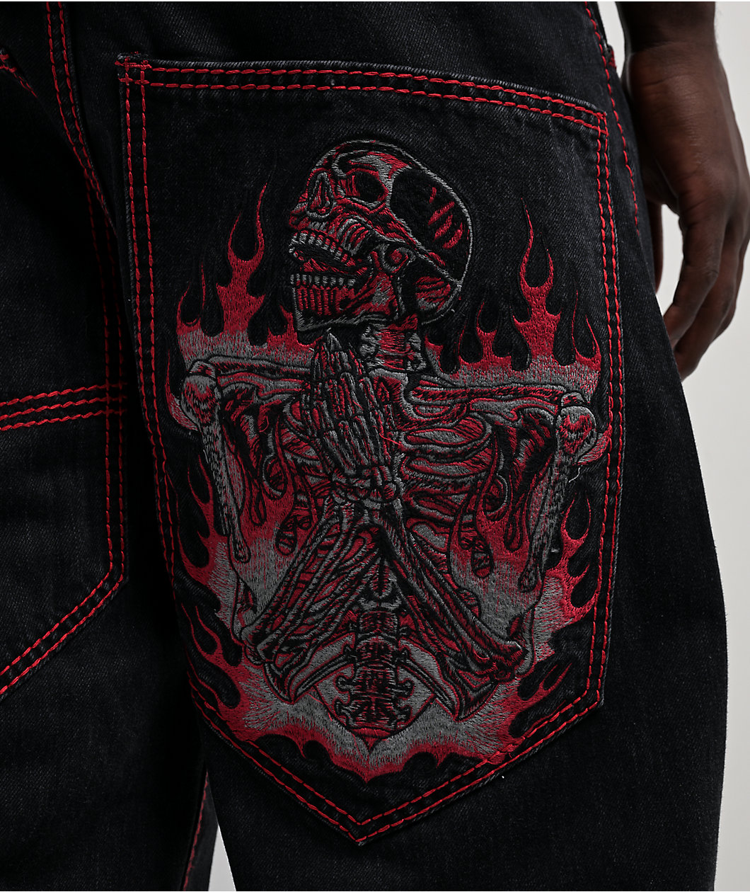 Affliction Flameful Faith Black Wide Leg Jeans