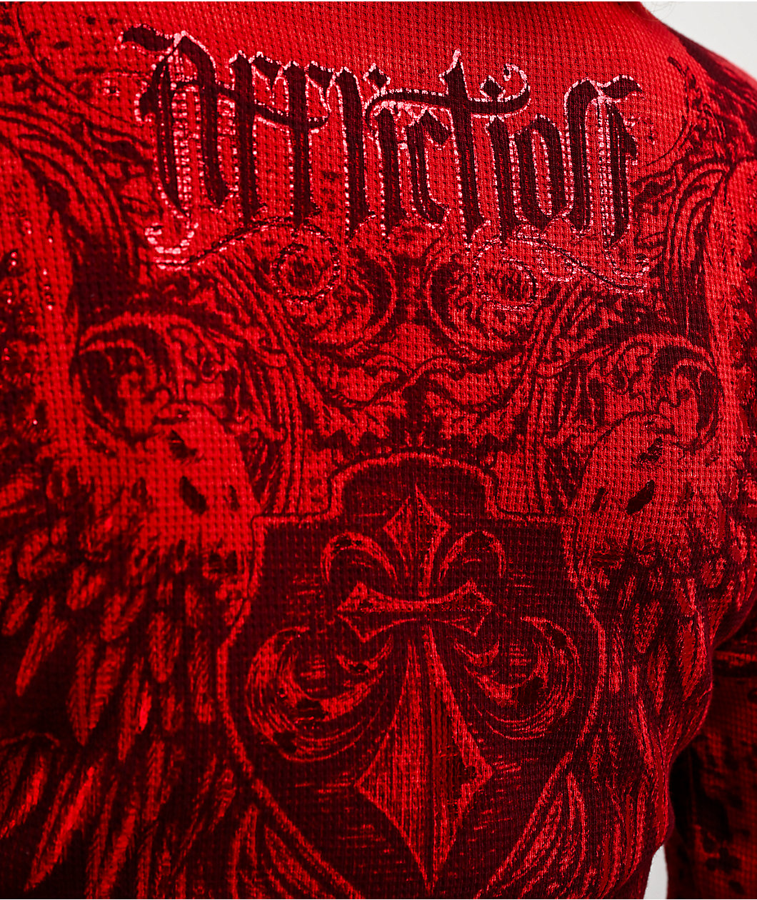 Affliction Fleuresque Red Wash Thermal Long Sleeve T-Shirt