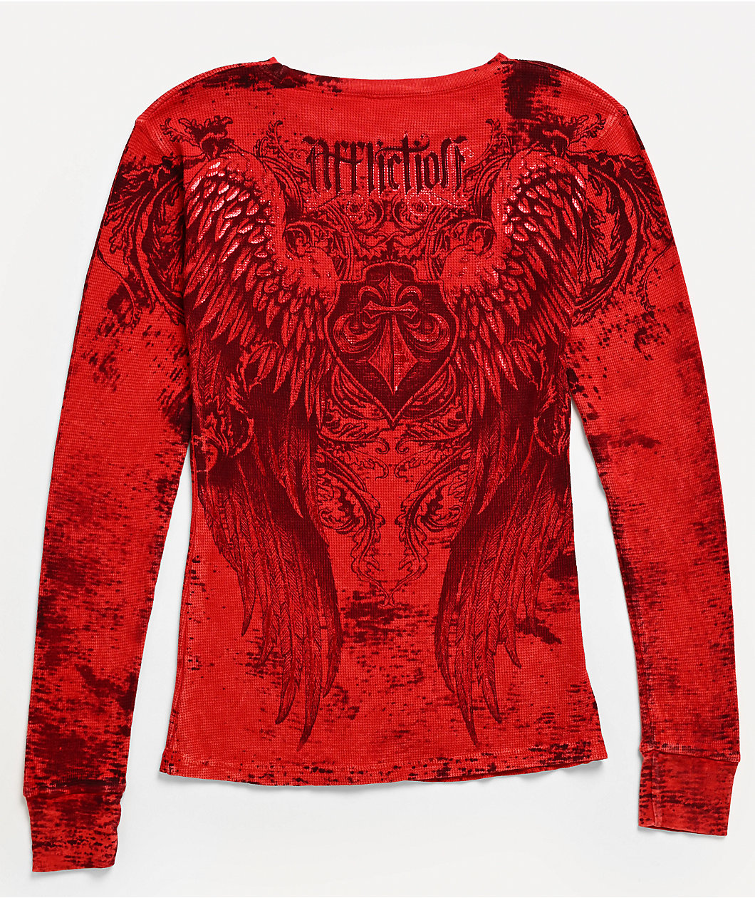 Affliction Fleuresque Red Wash Thermal Long Sleeve T-Shirt