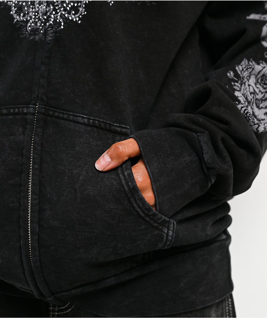 Affliction Forgotten Black Wash Zip Hoodie