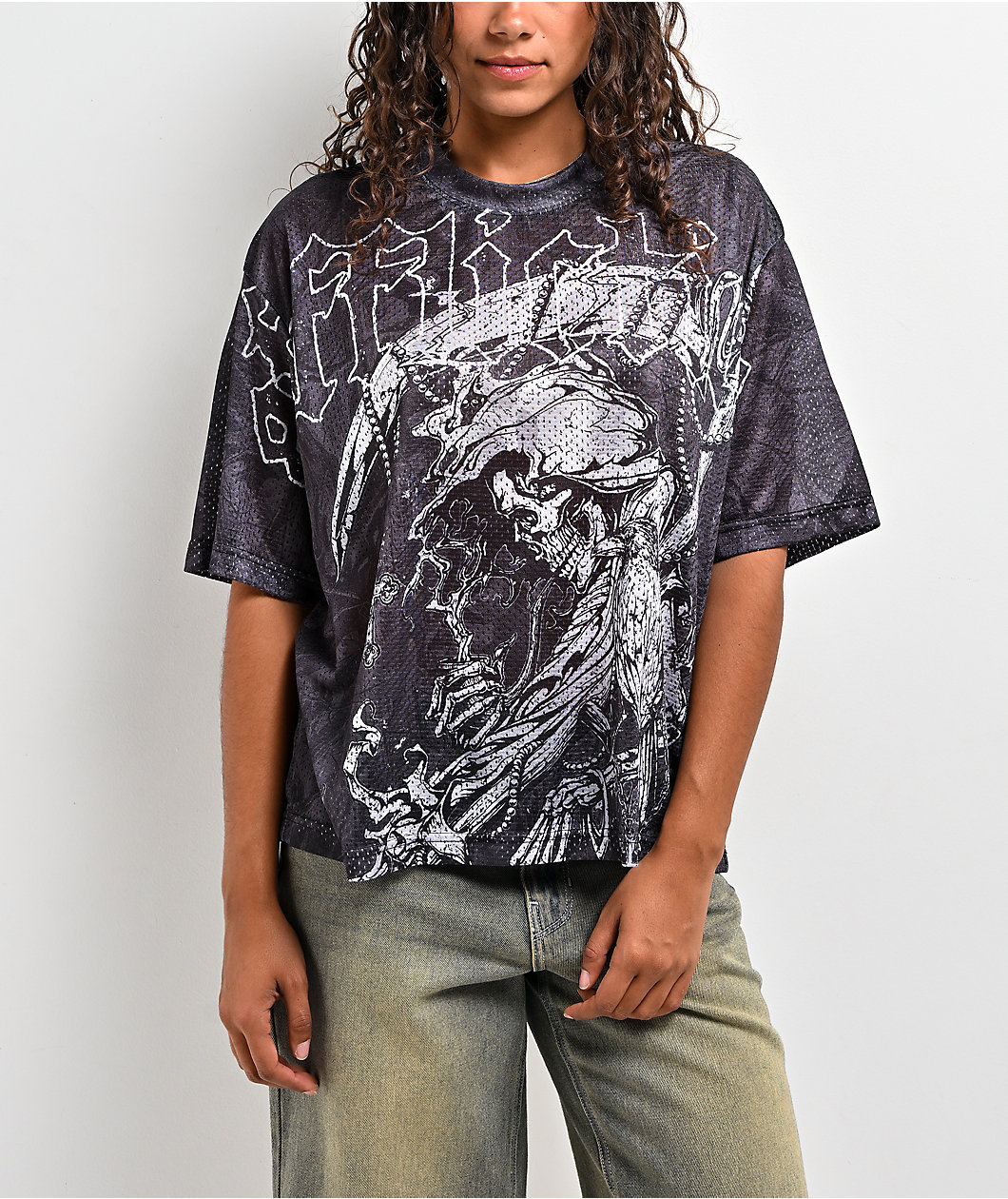 Affliction Ghost Fever Black Crop Jersey