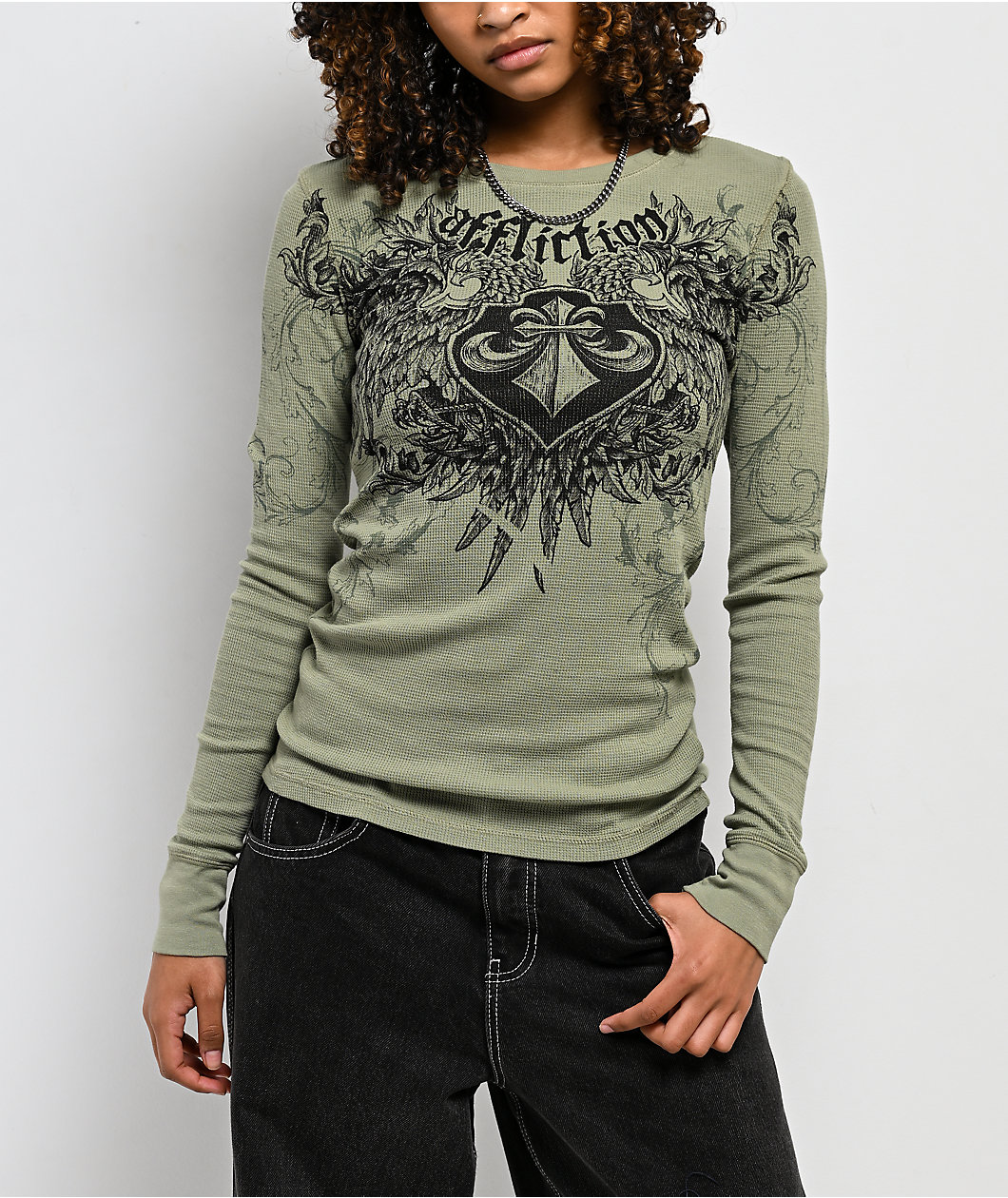 Affliction Green Wash Thermal Long Sleeve T-Shirt