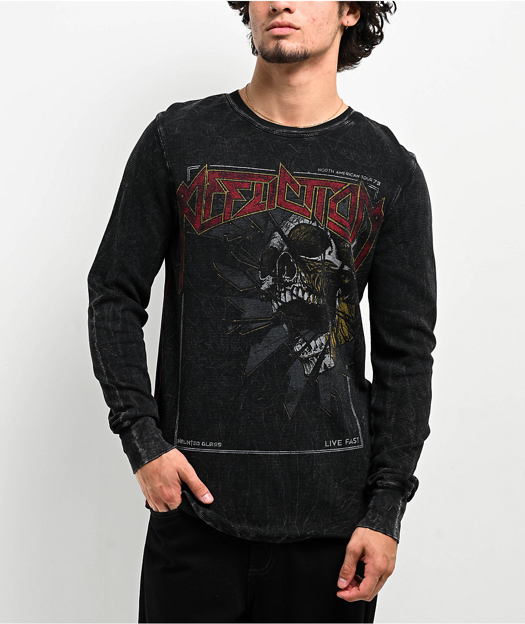 Affliction Haunted Glass Black Wash Long Sleeve Thermal T-Shirt